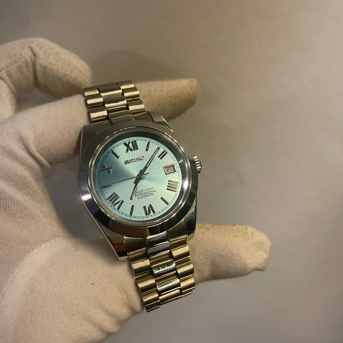 Seiko automatisk klocka med blå urtavla - 1