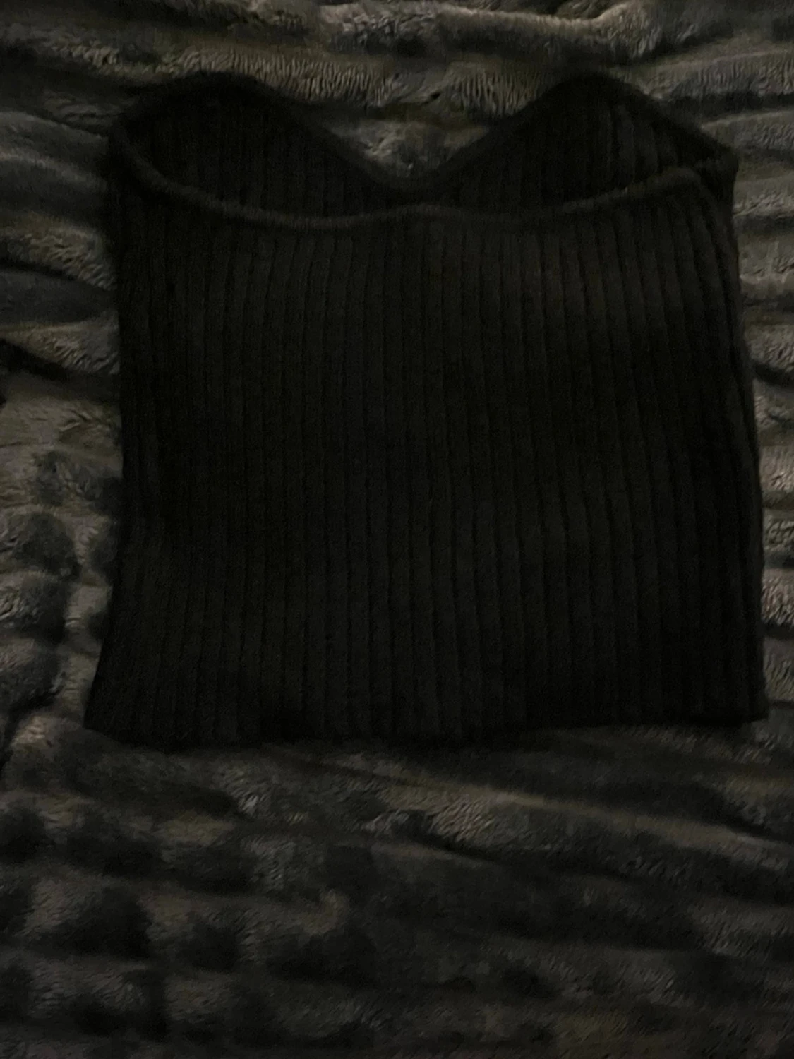 Svart ribbad stickad tubtopp - 1