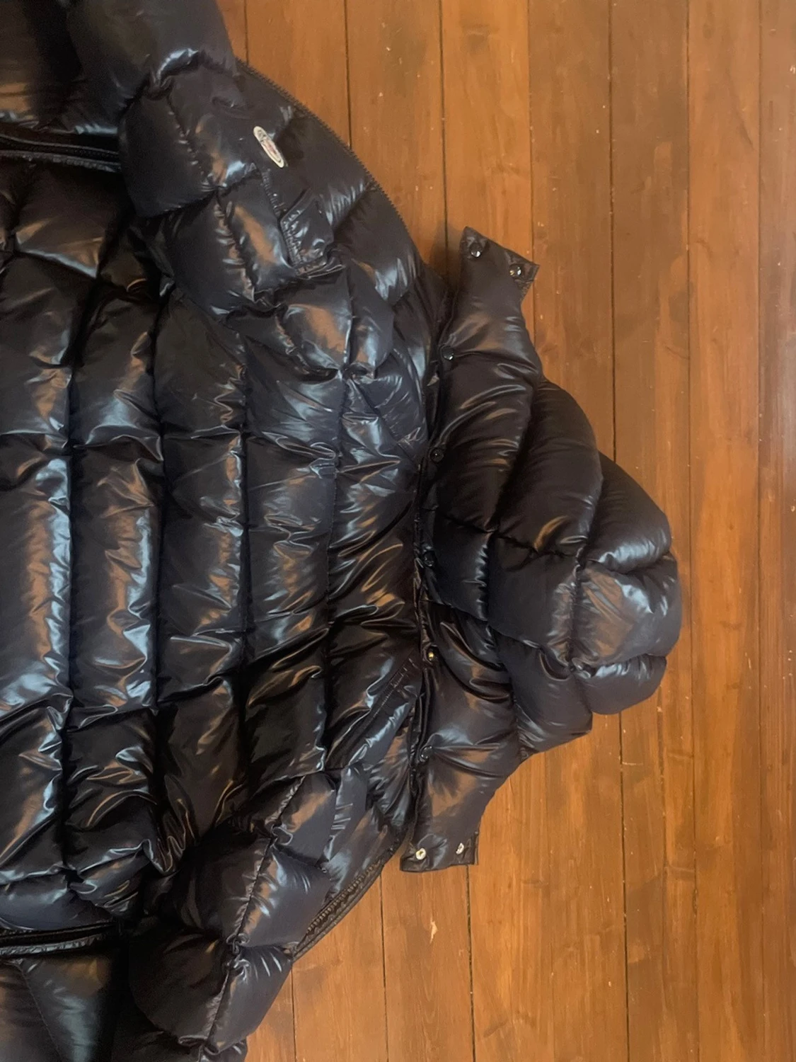 Mörkblå  Moncler pufferjacka med huva - 1