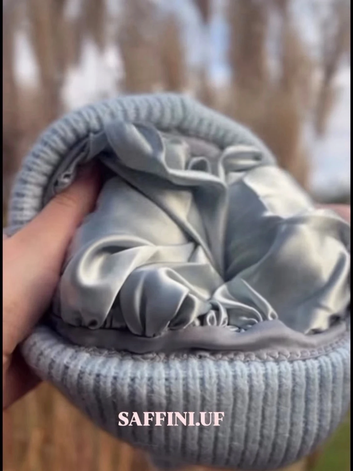 Mocka mössa med satin - 1