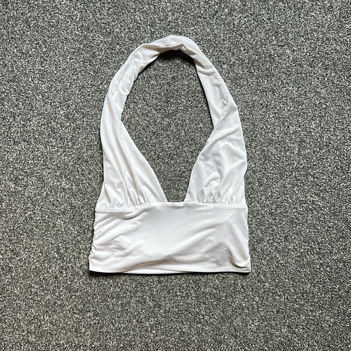 Vit halterneck linnetopp