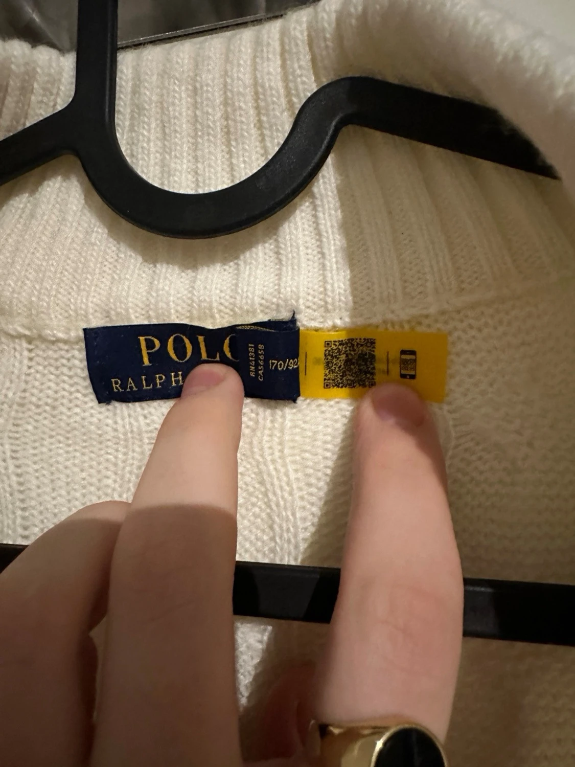 Vit kabelstickad polotröja Polo Ralph Lauren - 5