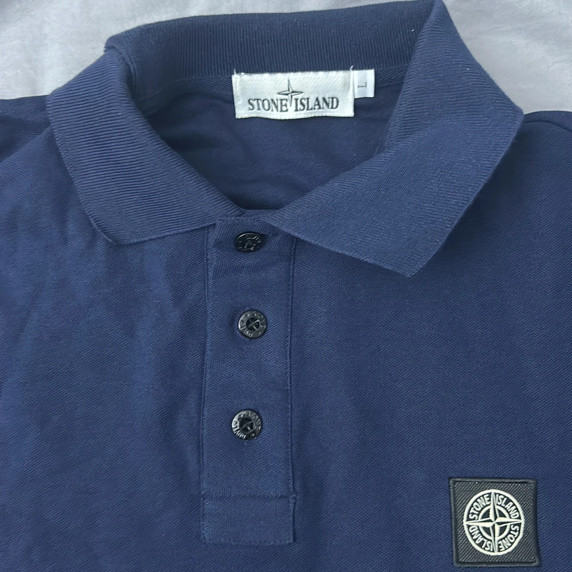 Marinblå Stone Island piké t-shirt - 1