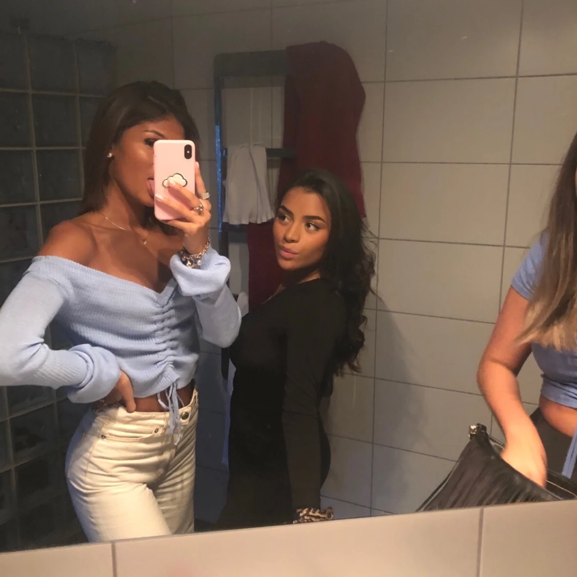 Blå stickad topp - 90