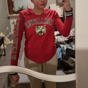 Hollister tröja  - En röd hollister tröja med tryck på. Storlek xs. Kan mötas upp och kan levereras men köparen står för frakt! NYSKICK