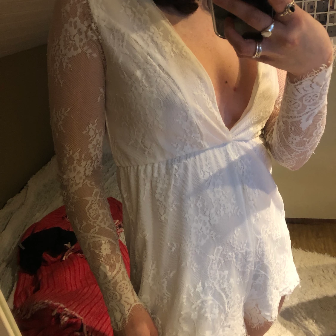 Vit spetsjumpsuit - 90