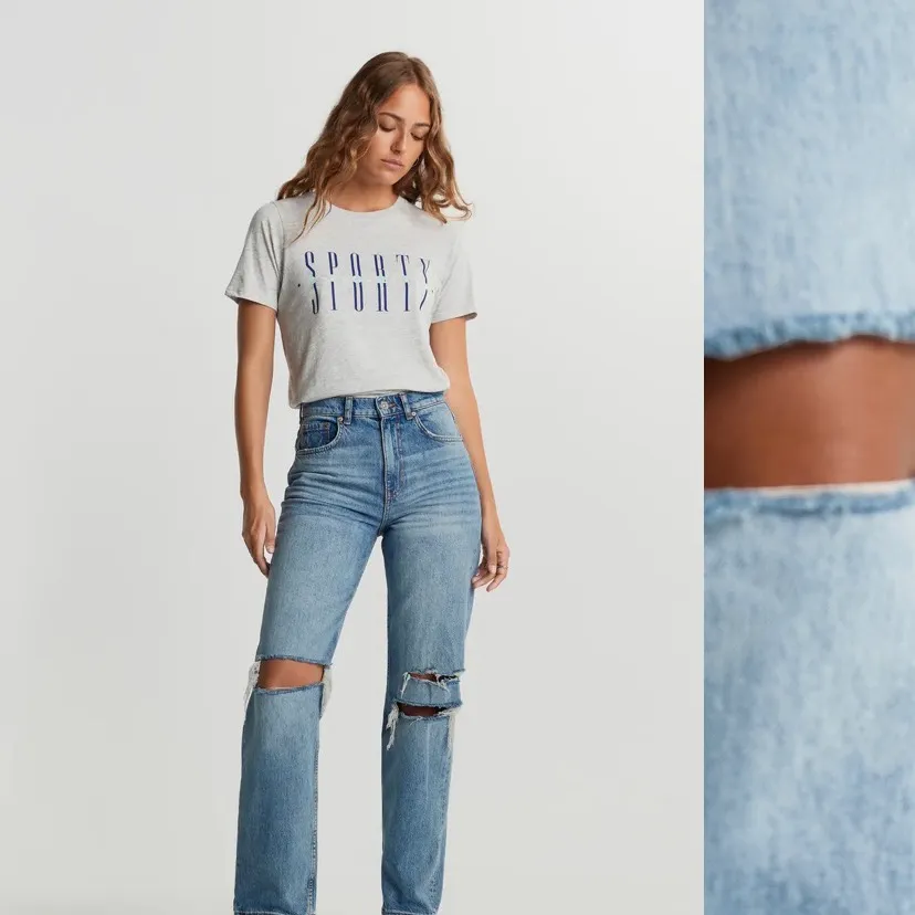 Superfina Gina jeans! Går verkligen att styla till så många fina outfits men har tyvärr inte använt dessa jätte ofta. Absolut inget fel på byxorna och de är som nya ❤️. Jeans & Byxor.