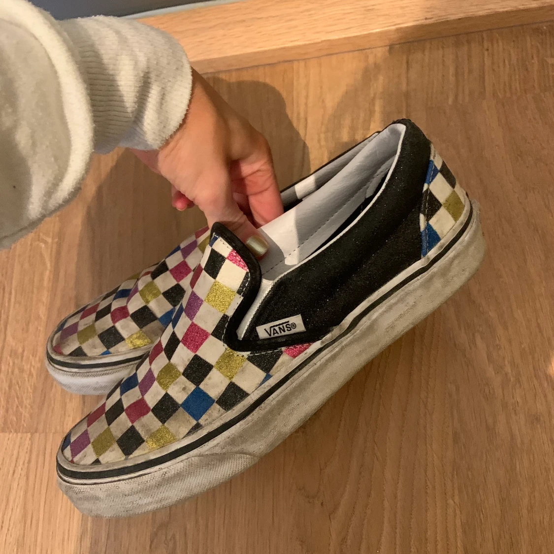 Glittriga schackmönstrade Vans  - 91