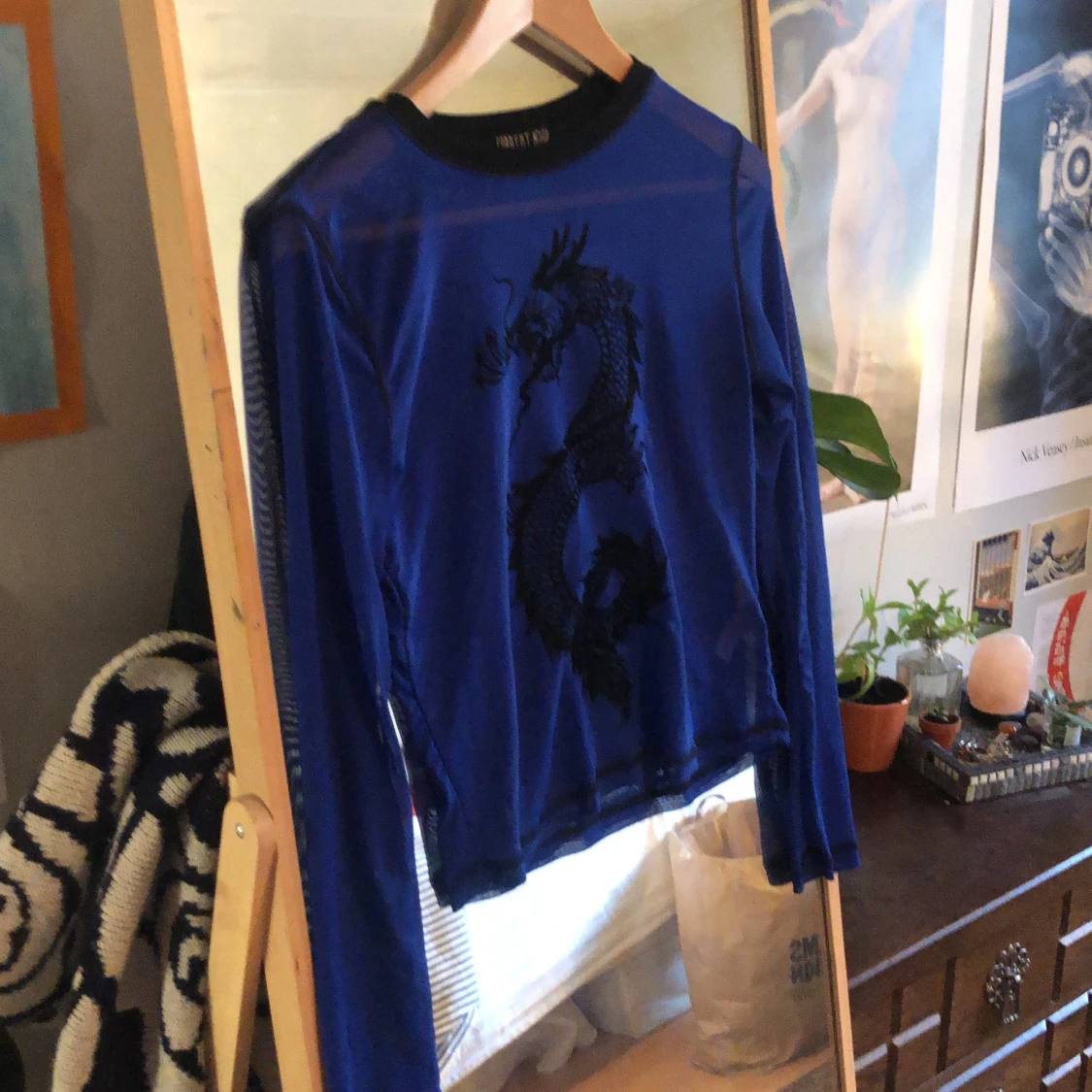 Blå mesh tröja m drake - 90