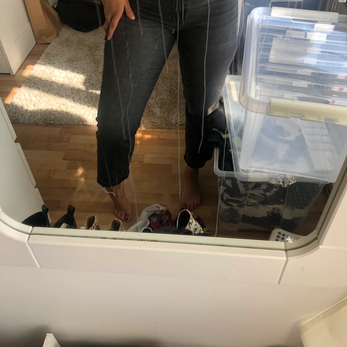 Raka lite kortare gråa jeans🌚 - 90