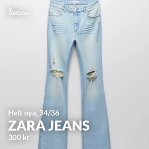 Zara jeans  - Säljer mina helt nya zara jeans, som även har lapp kvar, säljer de då jag hittade några andra som passar mig mer i stilen, st 34 och de är utsvängda, köpt för 359kr+frakt säljer de för 300kr +frakt