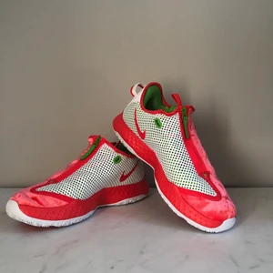 Nike PG 4 Christmas - Säljer dessa basketskor från Nike. Oanvända. Små i storleken, mer som storlek 43. Sammet på ena sidan och nät på andra. Den röda sammeten är mer röd i verkligheten.