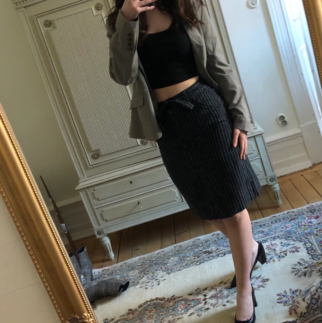 Blårandig kjol, size 36