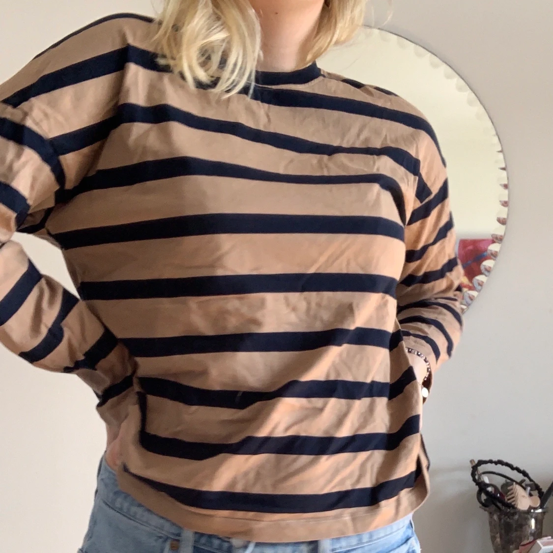 Randigt långärmad tröja  - 90