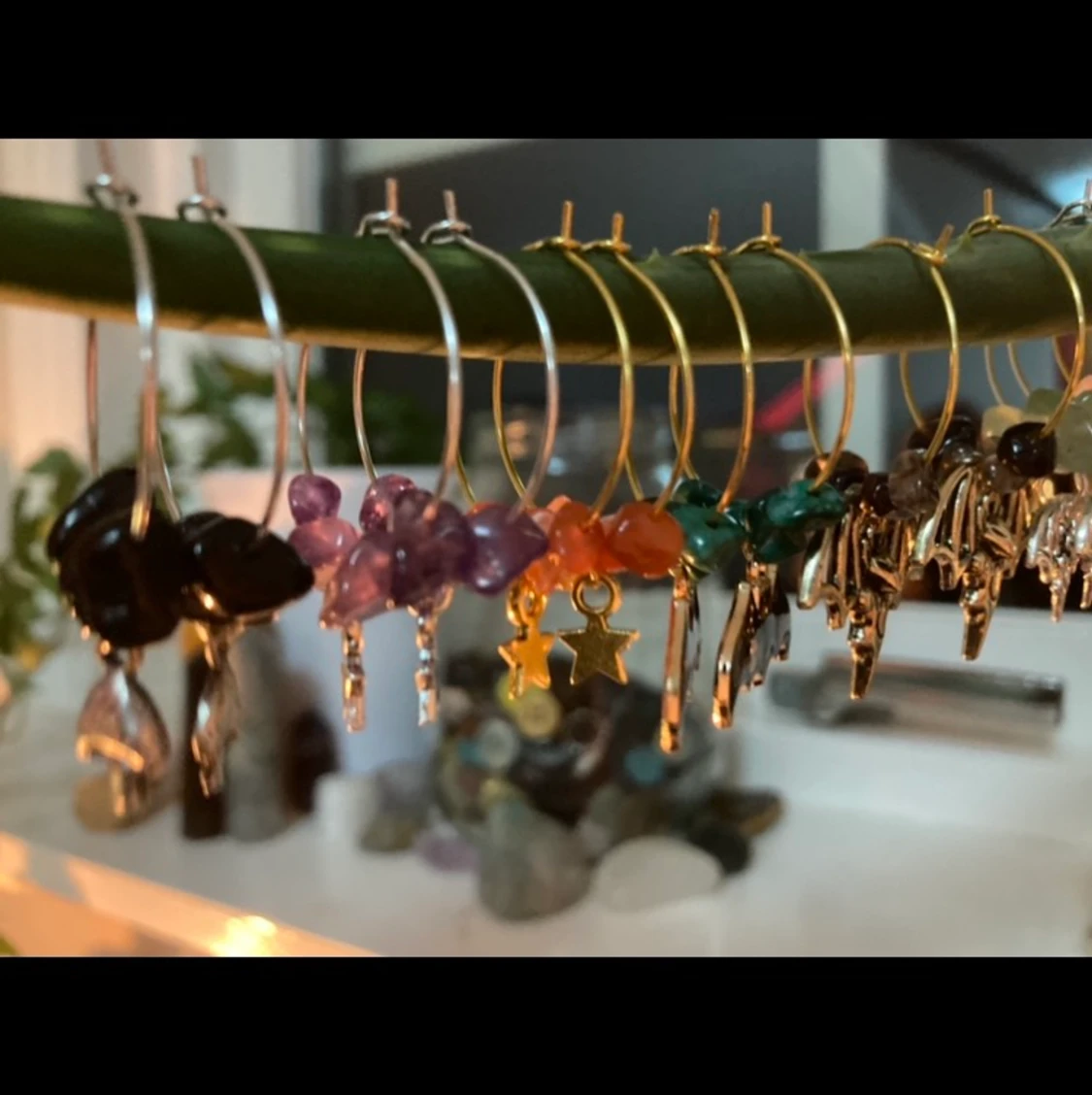 Handgjorda kristallörhängen med berlock - 90