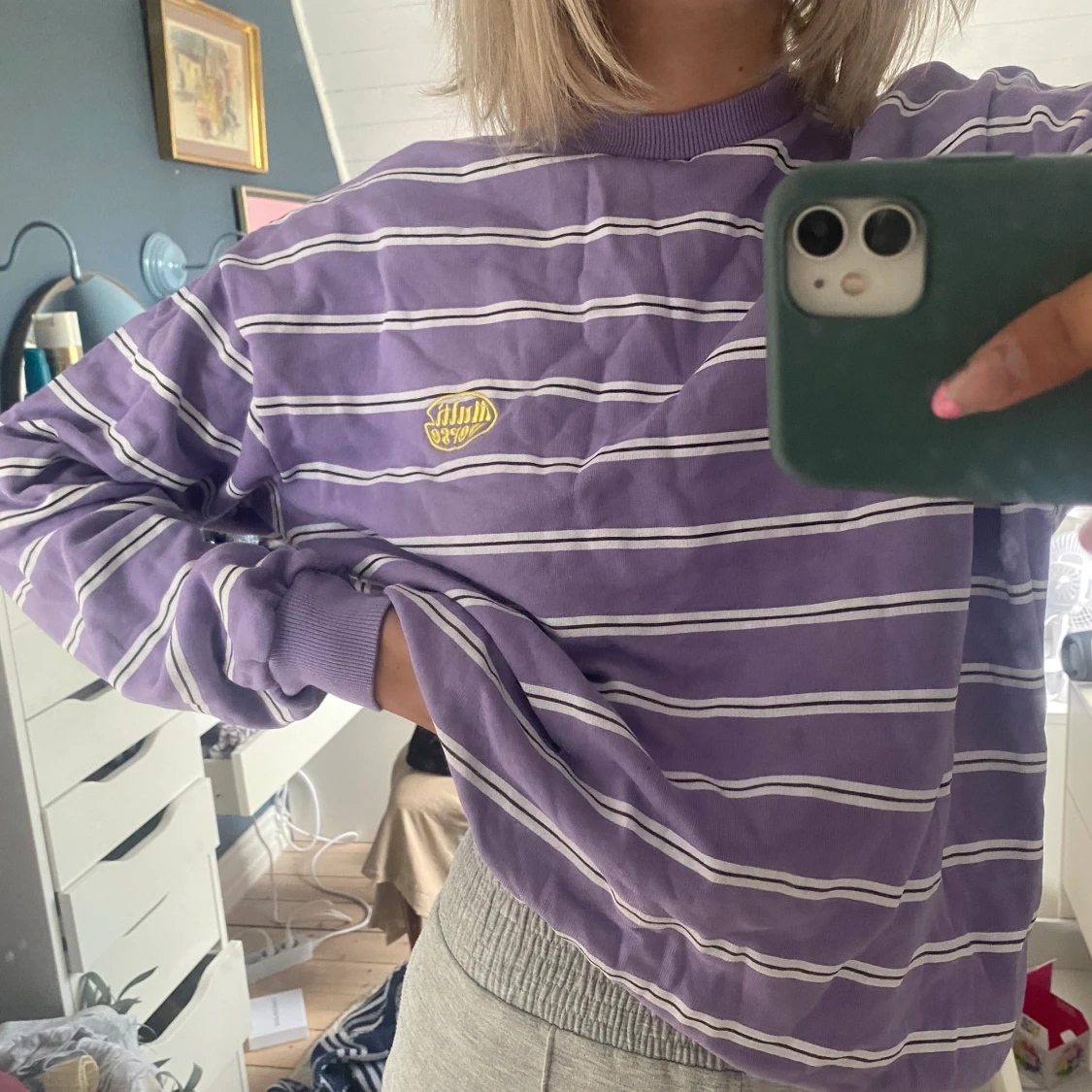 lila-randig sweatshirt - 90