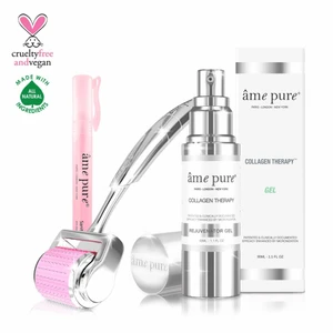 Dermaroller kit ame pure - Innehåller:  1 x âme pure® CIT Face Roller 0,5 mm 1 x Collagen Therapy™ Gel 30 ml 1 x âme pure® Sanitizer Spray 12ml 1 x detaljerad svensk bruksanvisning  Använd endast en gång, rollern är steriliserad efter användning.   Inköpspris 699:- på rea. Värde 1246:-  Länk för att läsa mer:  https://www.amepure.se/products/cit-face-roller-basic