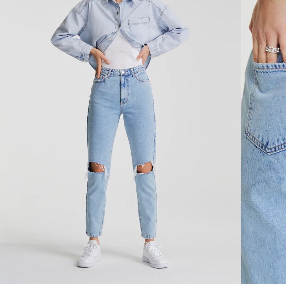 Blåa Jeans med hål ifrån Gina Tricot | Plick Second Hand