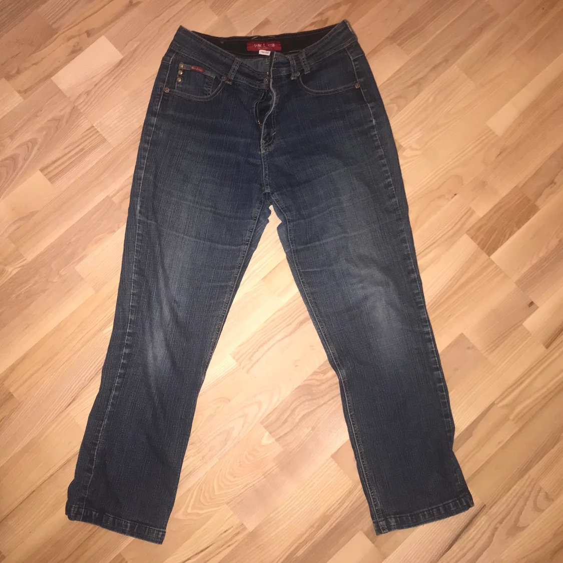 Blå baggy lågmidjade jeans - 91