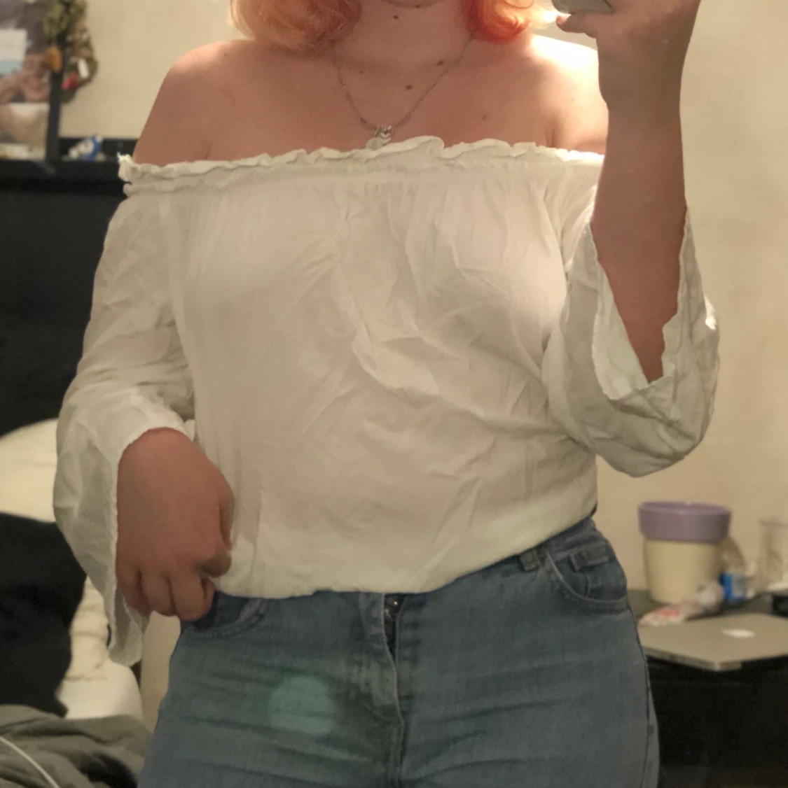 off shoulder topp i storlek S - 90