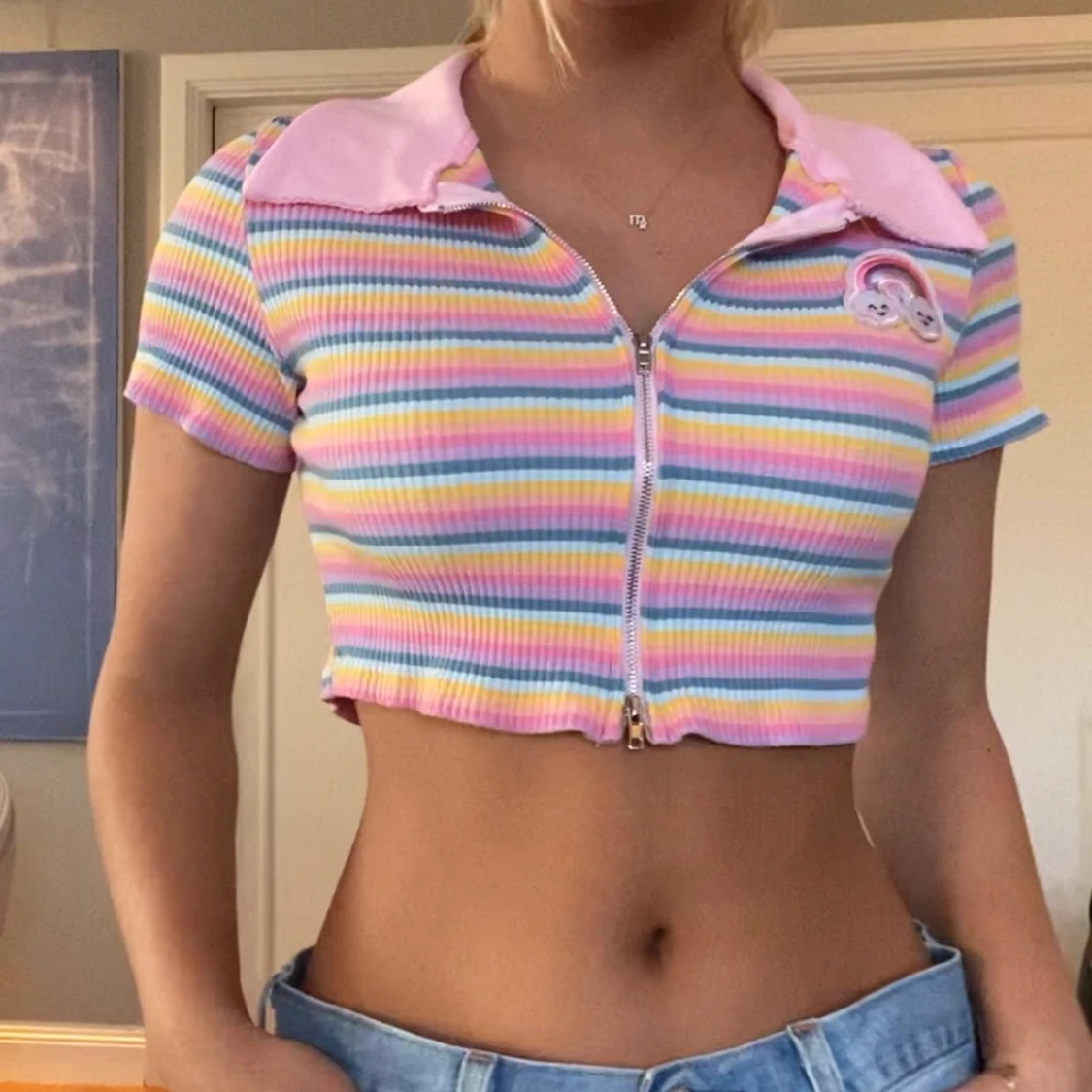 Söt croptop regnbåge - 90