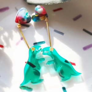 T-rex earrings  - Earrings made from acrylic- light weight- colorful 