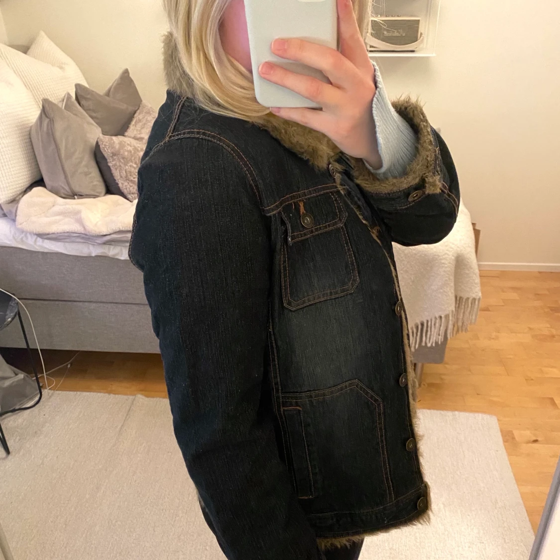 Vintage Jeansjacka med Päls - 90