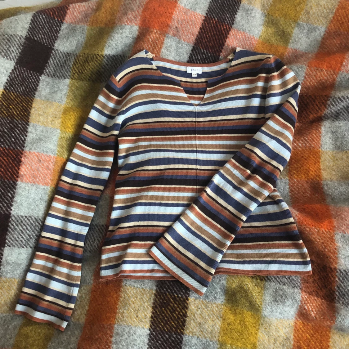 Finstickad randig långärmad - 90