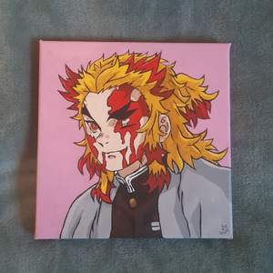 Handmålad tavla med motiv av Rengoku från anime serien Demon slayer. Målad med akrylfärg. 20X20 cm stor. 250 kr (inkl frakt). 200 kr vid snabbt köp.