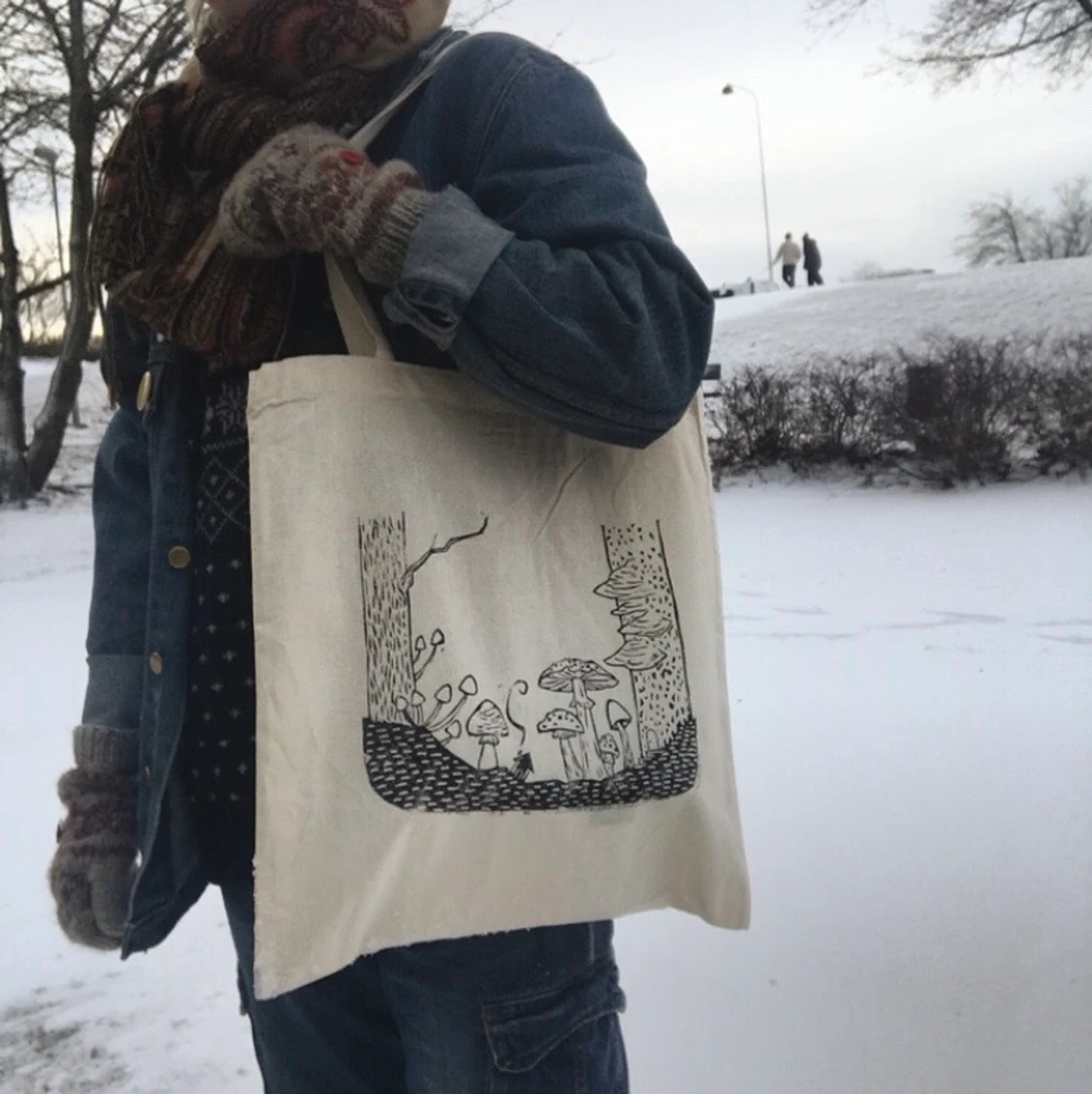 Tote bag. Handtryckt. Svampskog - 90