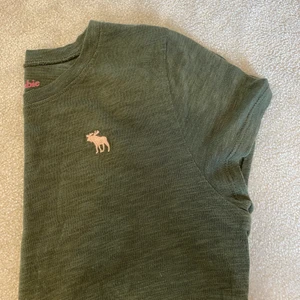 Abercrombie and fitch T-shirt (barn) - Säljer en grön T-shirt med rosa märke från abercrombie and fitch. Väldigt fint skick då den är använd ett fåtal gånger.    Köparen står för frakt.