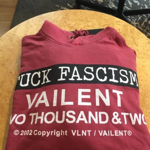 HOODIE - Super snygg rosa röd hoodie med budskap. Text FUCK FASCISM perfekt för den som vill göra sig hörd snyggt. Använd 1 ggn pga problem me passformen på kroppen. Köparen står för frakt 