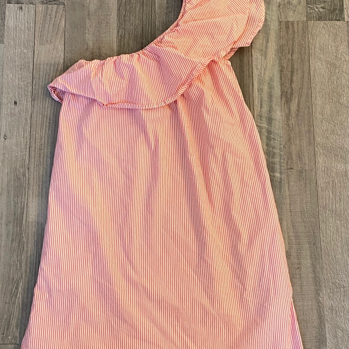 Red and White Striped Off the shoulder short dress 