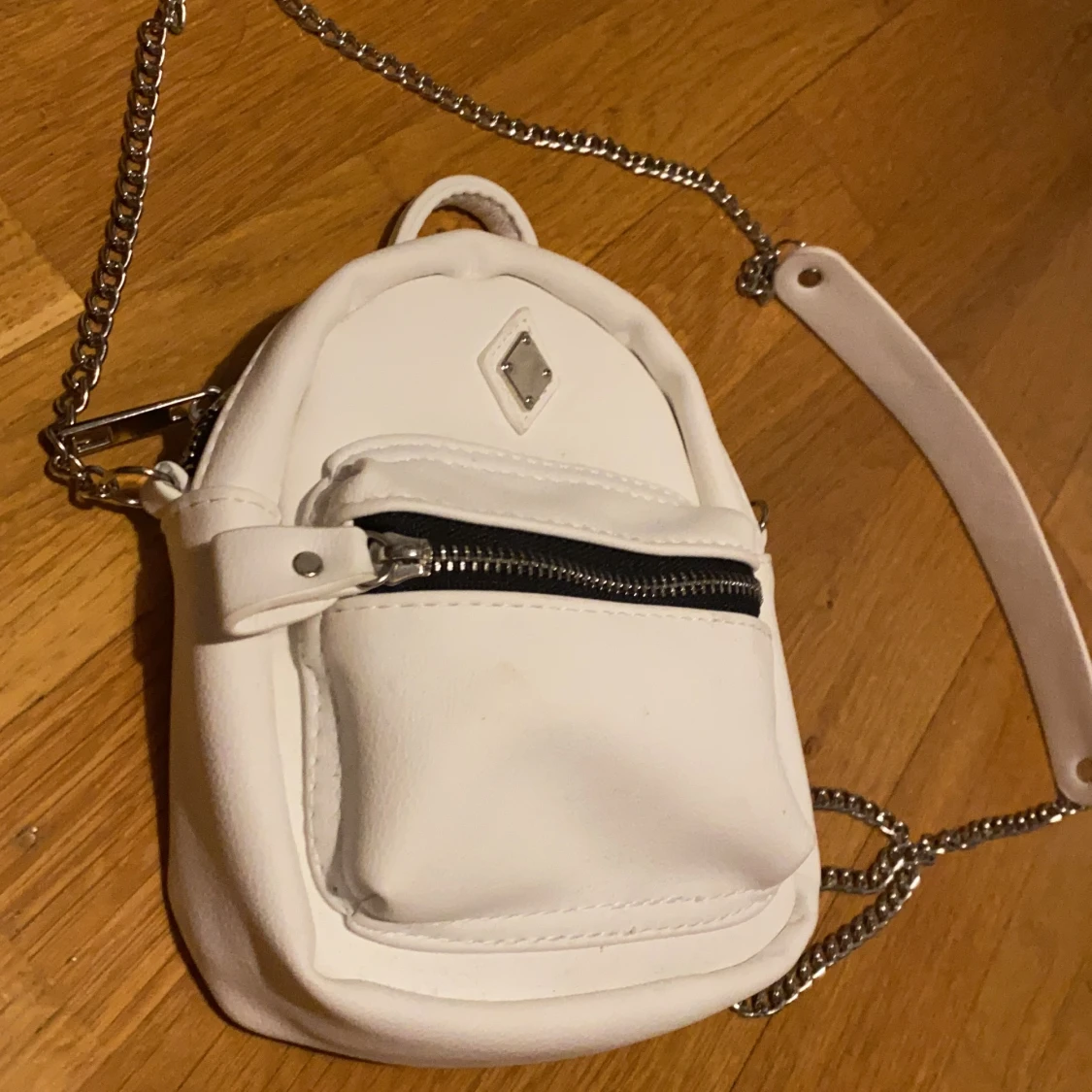 White mini backpack crossbody chain bag - 91