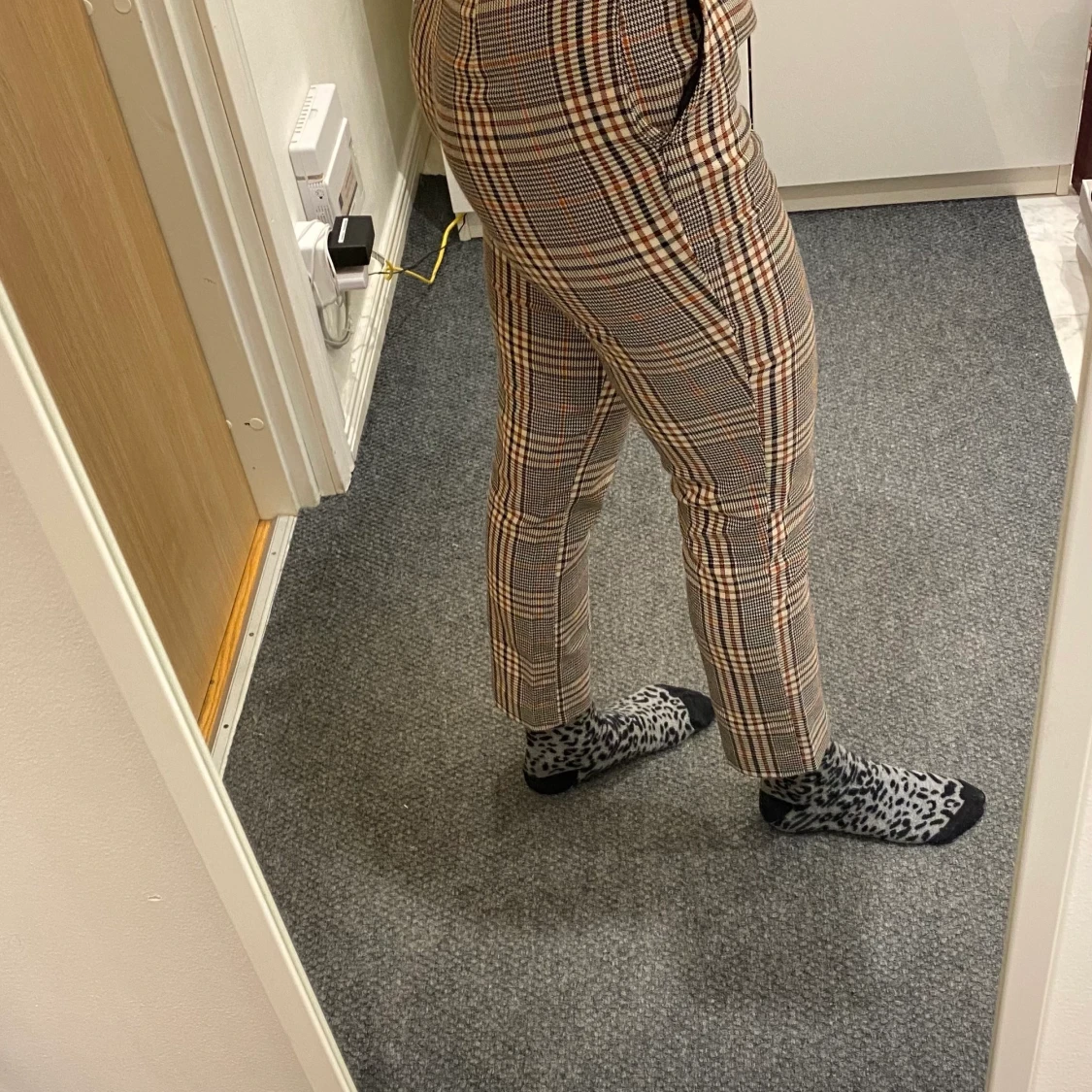 Trousers squared patter with earthy tone - 90