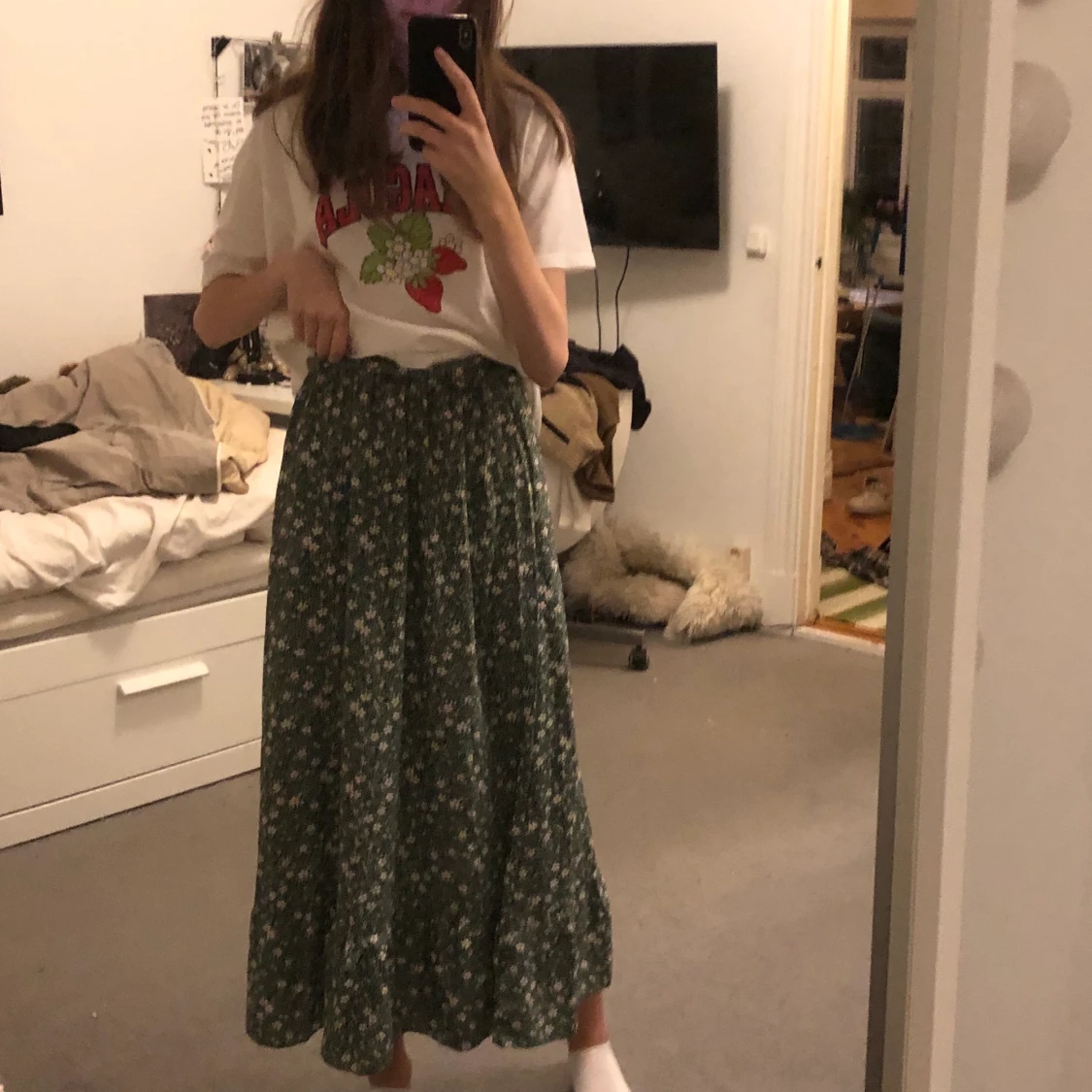 Grön blommig kjol - 90