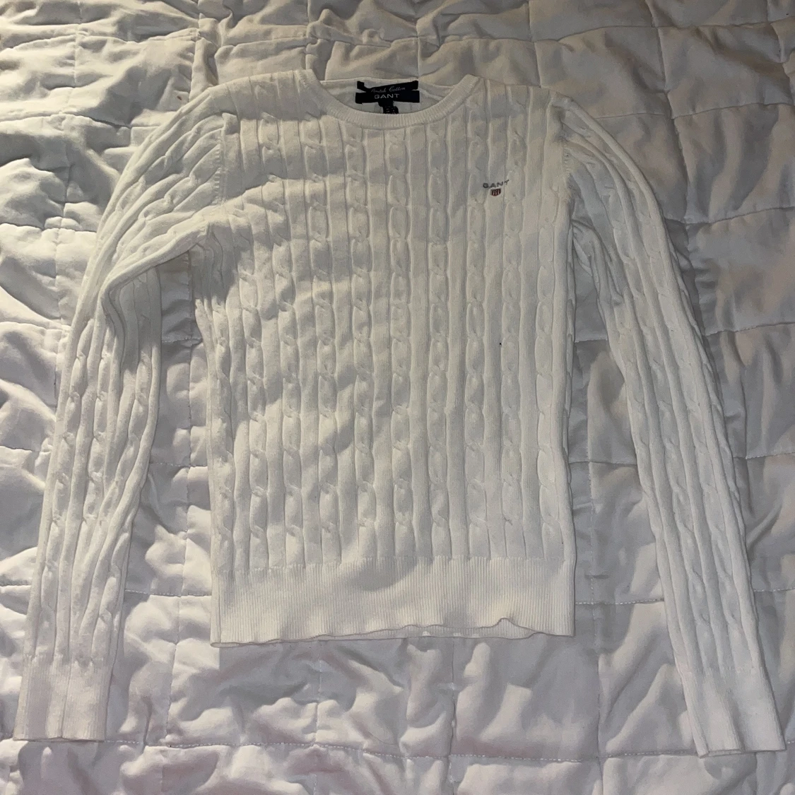 Gant vit kabelstickad tröja, XS
