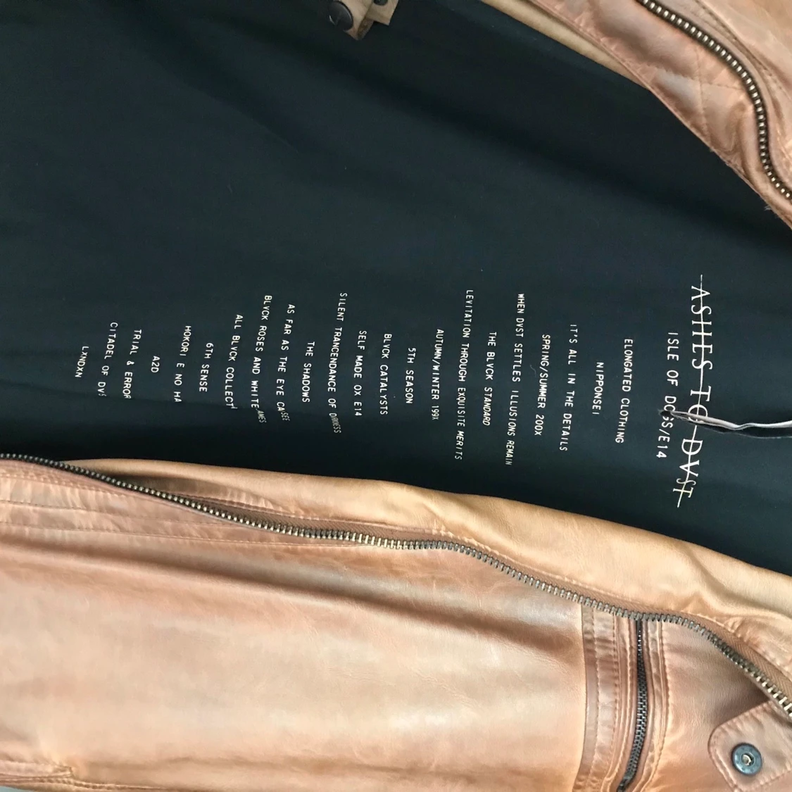 Brun fake skinnjacka, strl L - 91