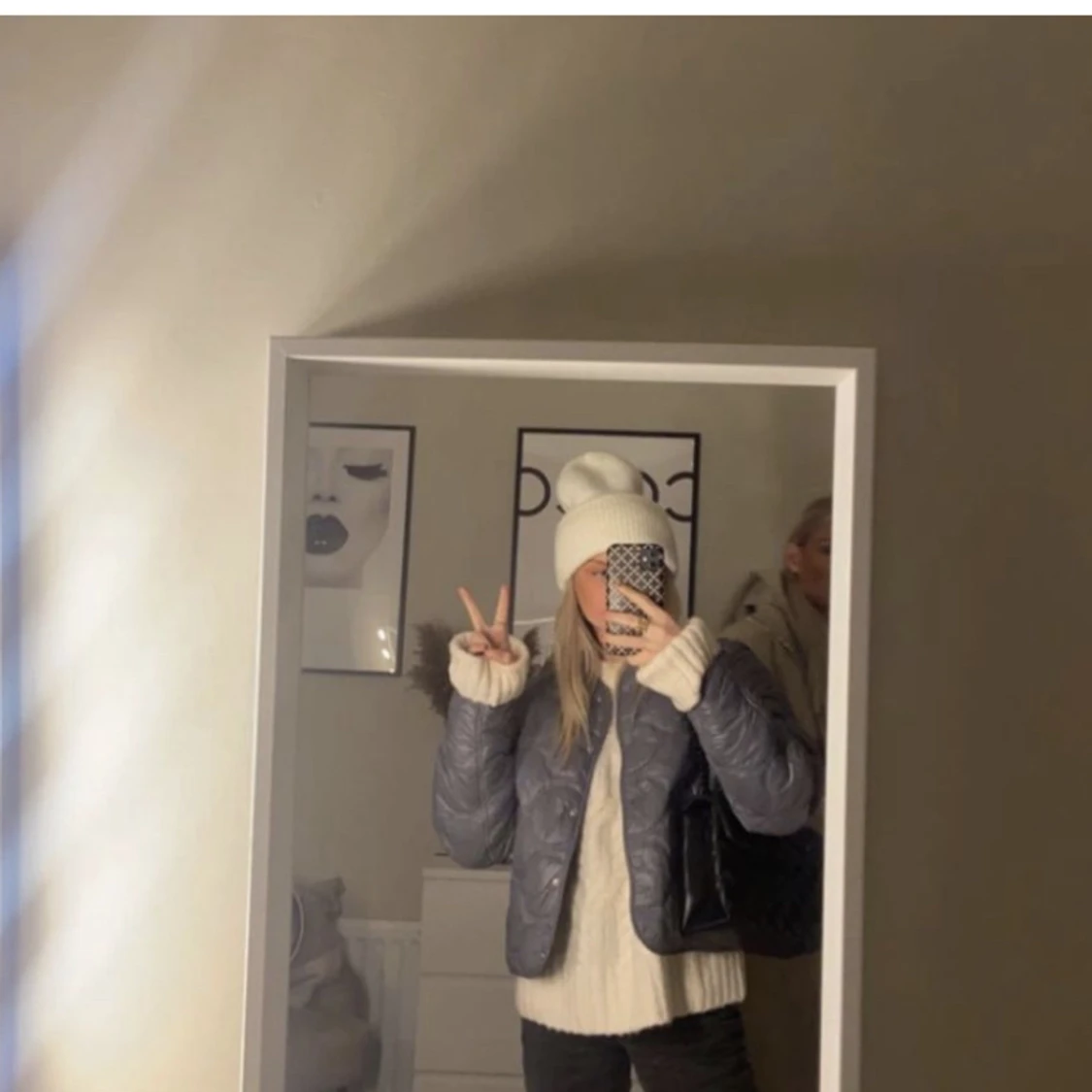 Grå quiltad jacka  - 90