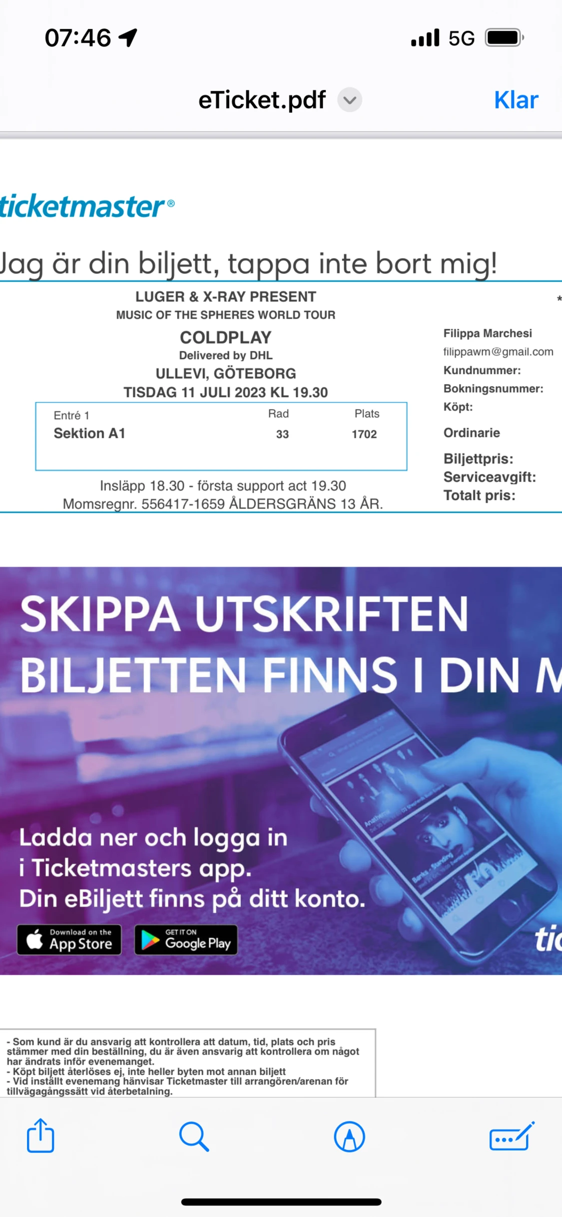 Coldplay biljetter  - 90