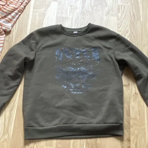 Grön tröja med tryck  - Säljer en grön tröja med ett tryck på. Den är skön och bekväm. Har bara använts 1-2 gånger. 