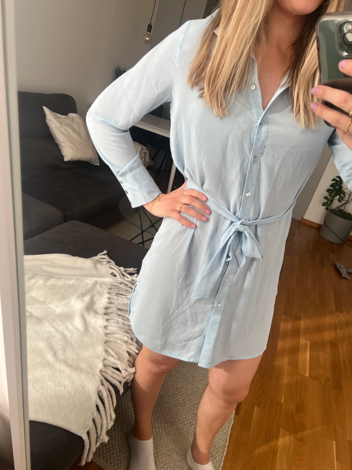 Ljusblå skjortklänning