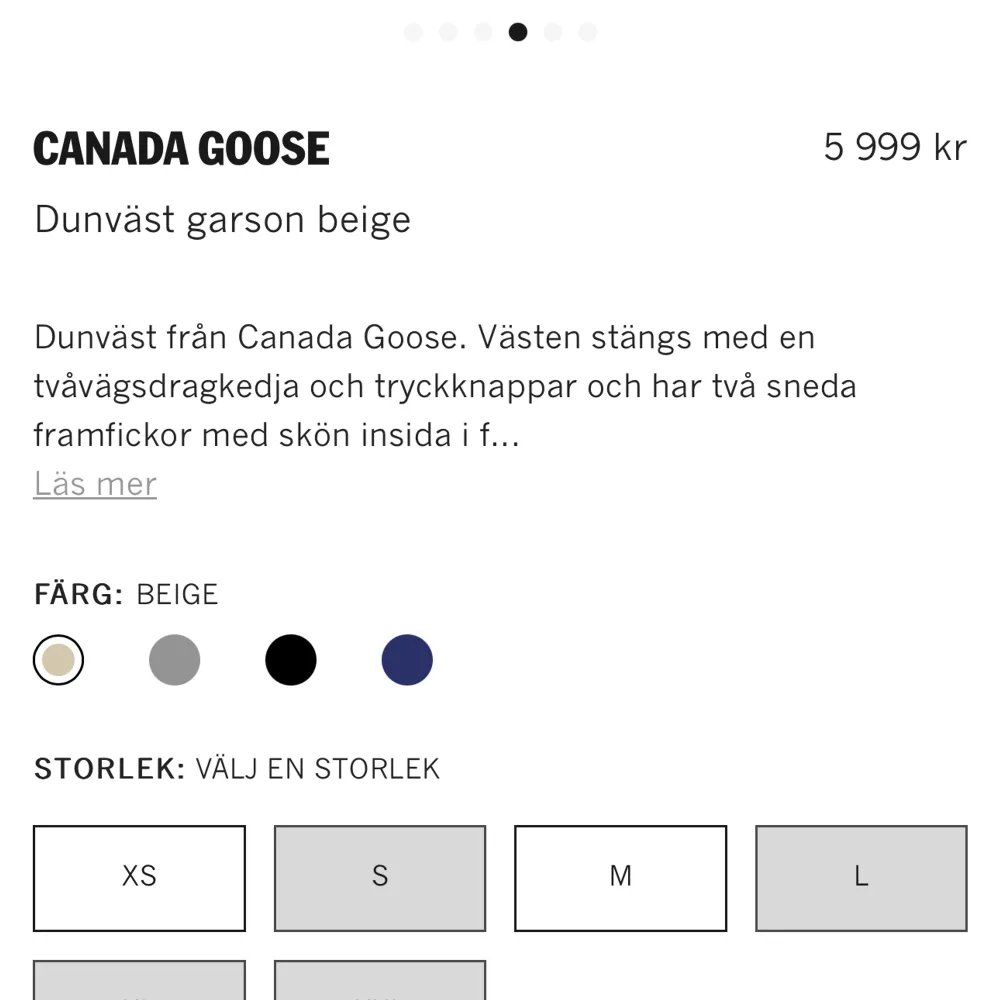 Säljer en vit/beige canada goose väst. Använd fåtal gånger. Nypris 5999. Jackor.