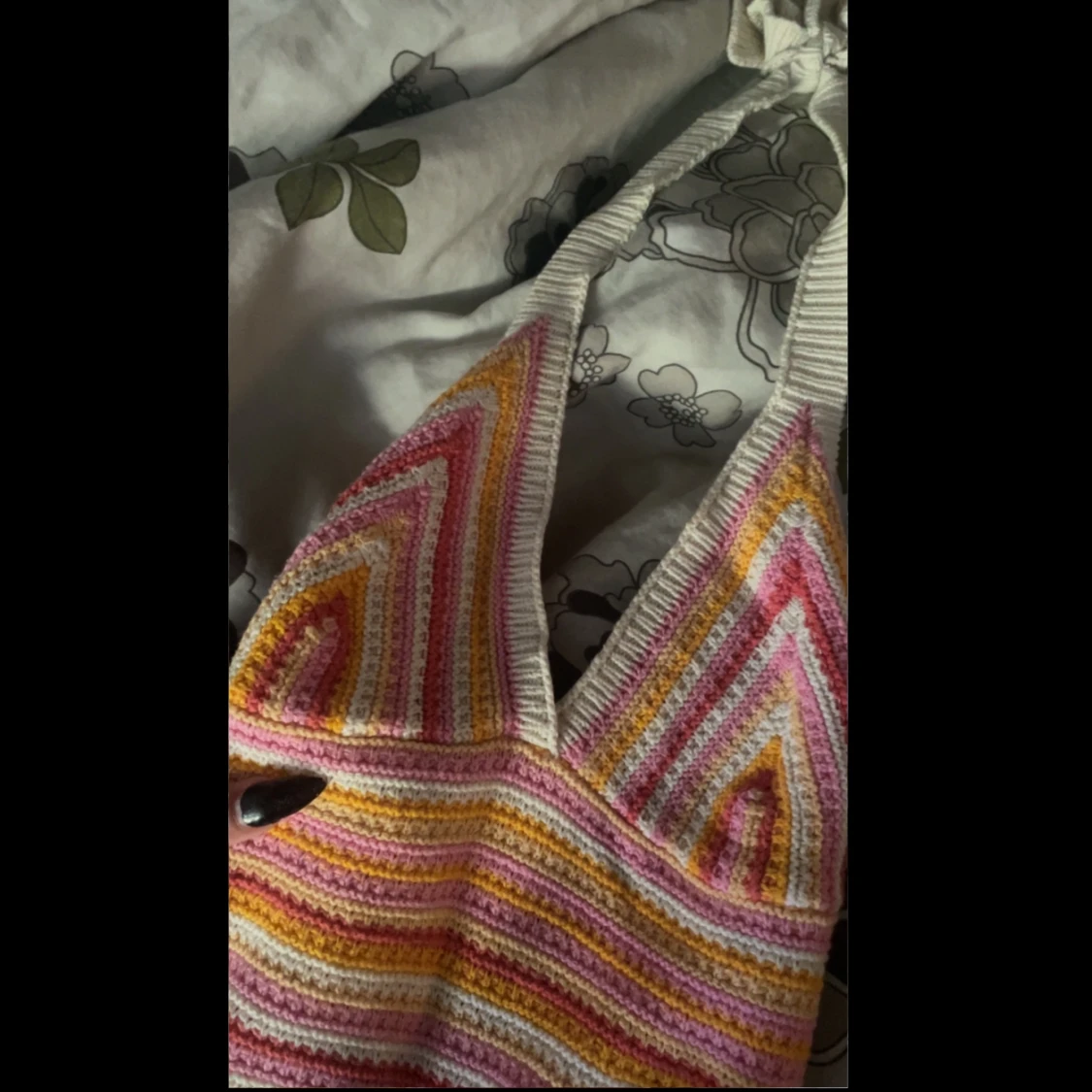 Virkad sommar klänning i orange/rosa/vit från pull&bear 💕 - 90