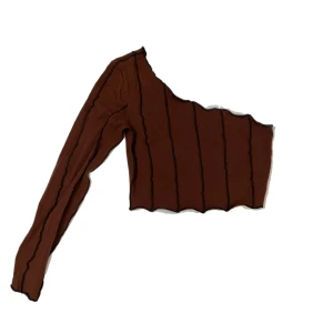 brun topp - One-shoulder topp som ej används längre, i perfekt skick, i strl xs-s, köpare står för frakt<33