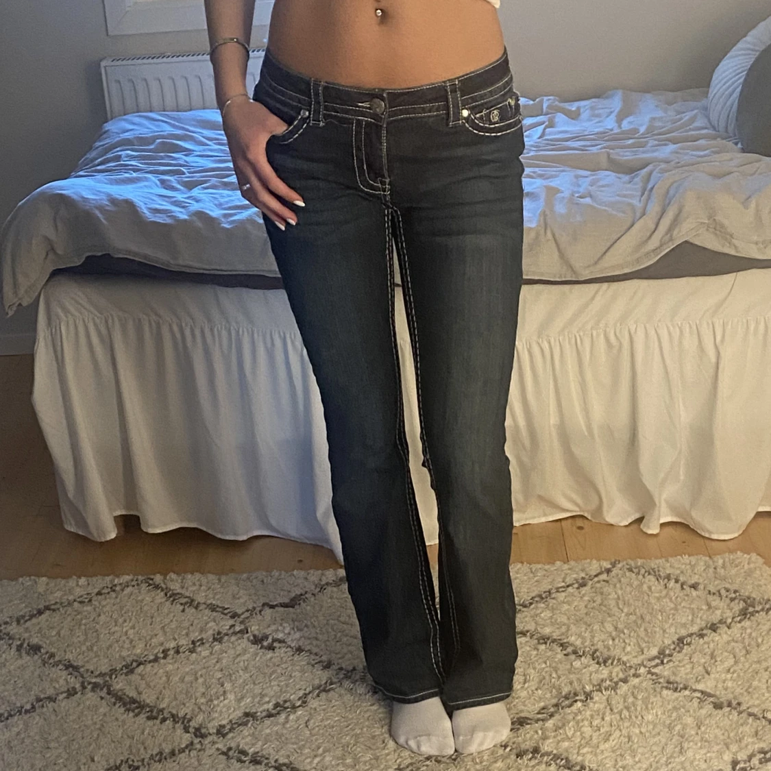 Lågmidjade bootcut jeans - 90