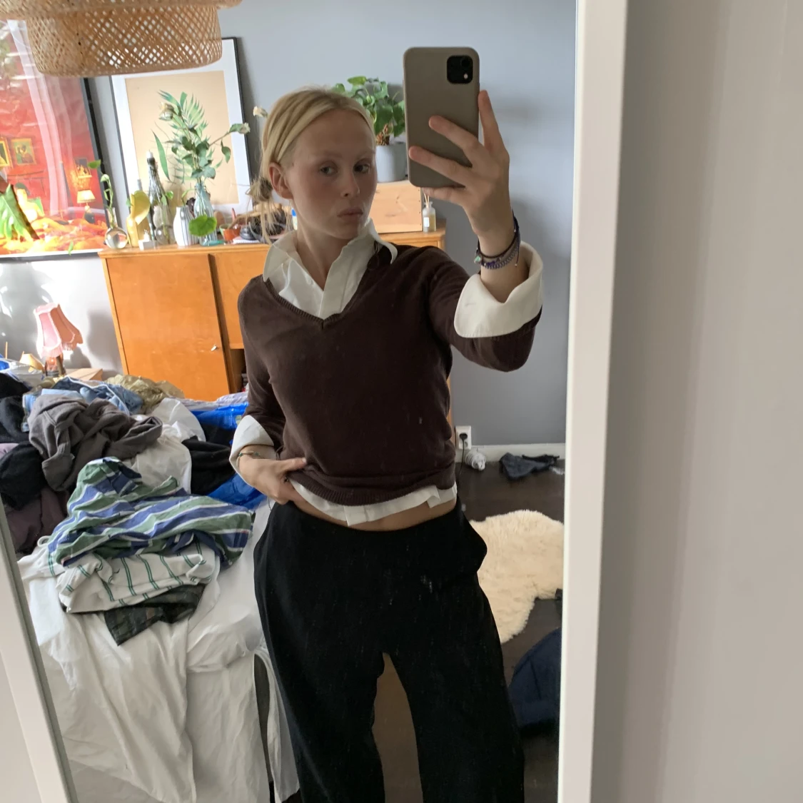 Brun stickad tröja - 91