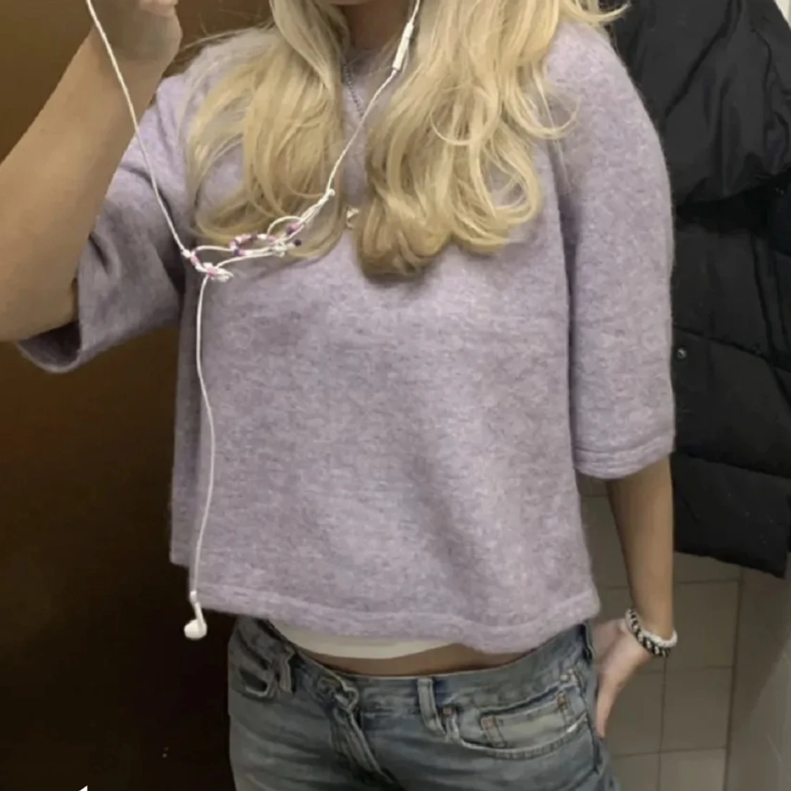 Ljuslila stickad t-shirt 