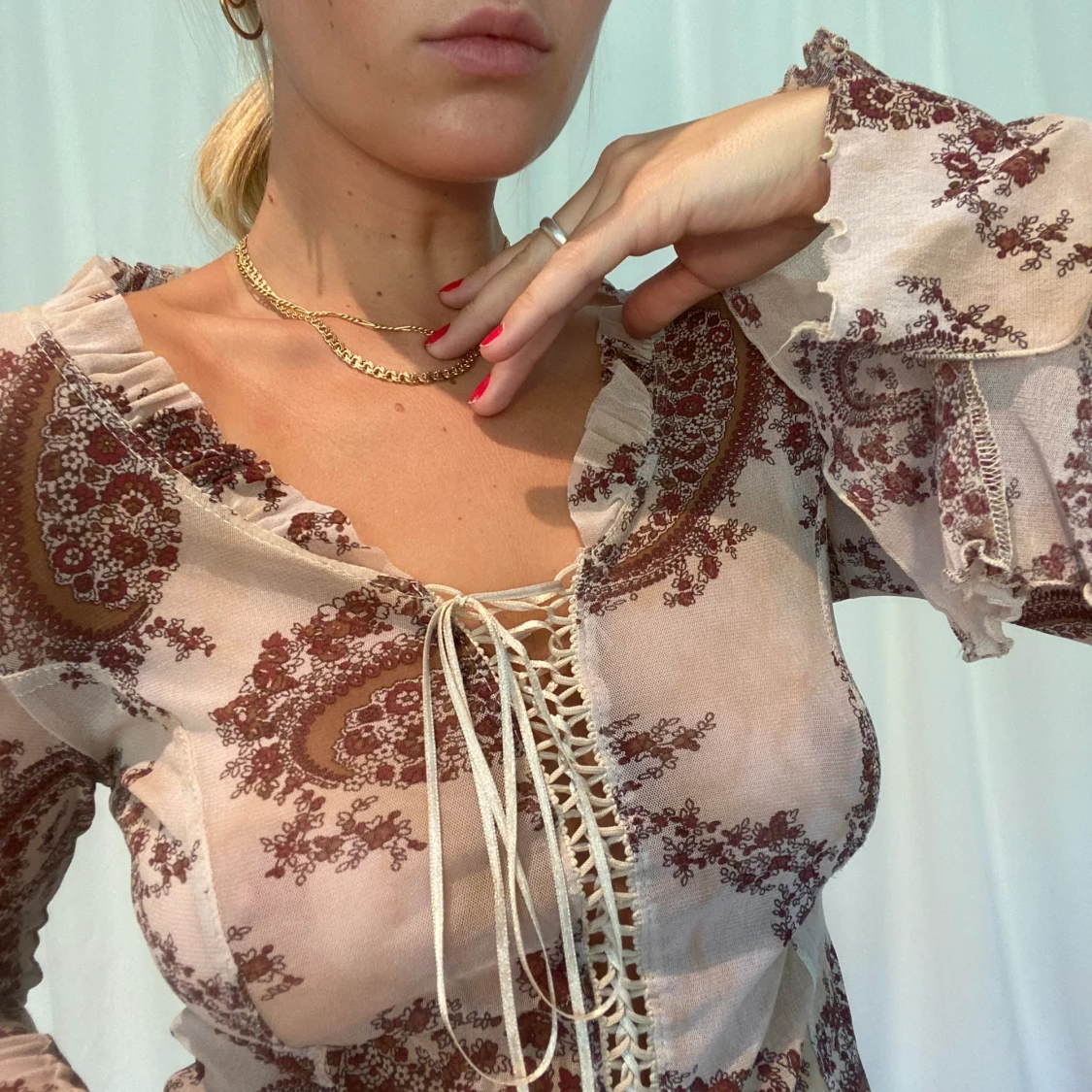 Brun mesh blus  - 90