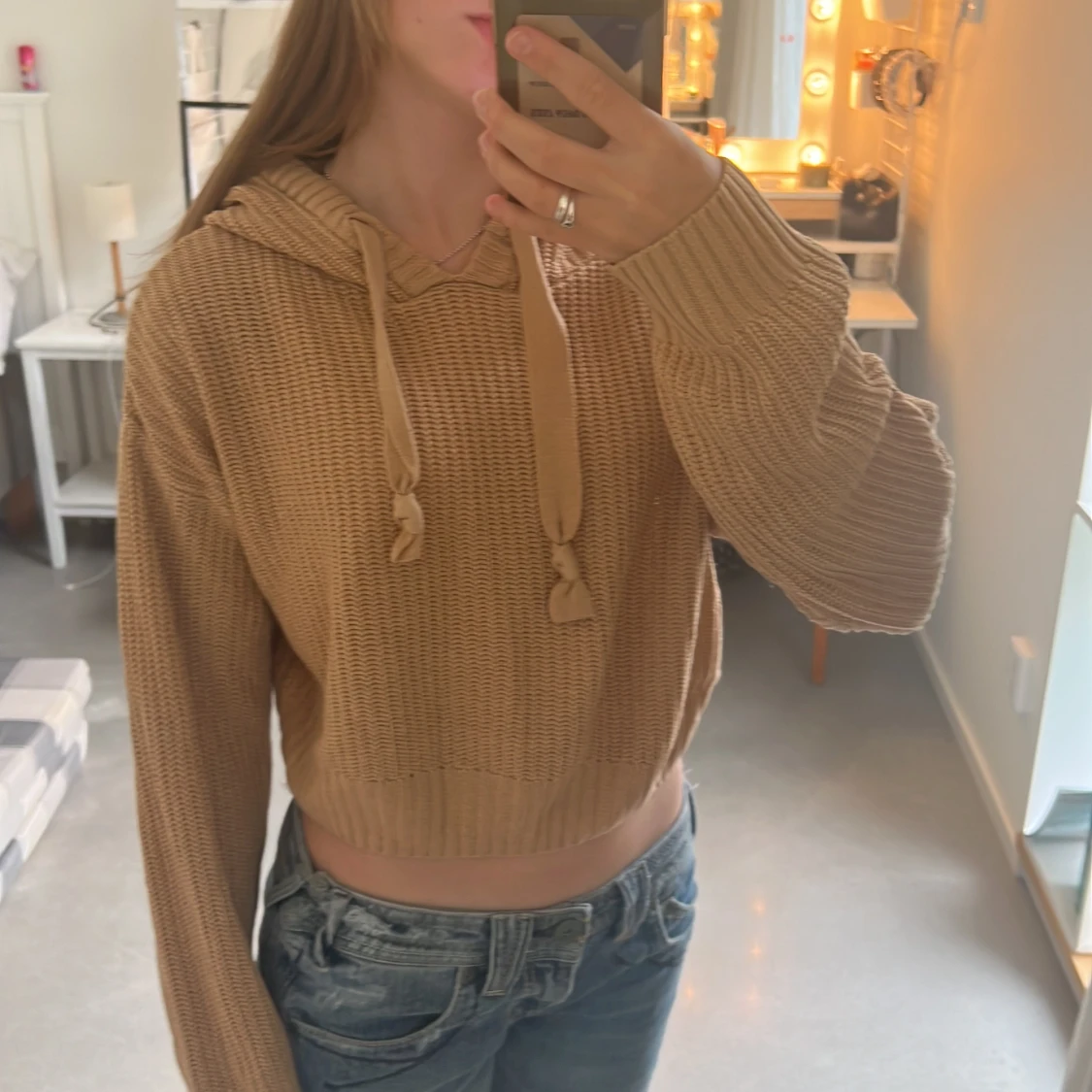 Stickad hoodie  - 91